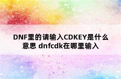 DNF里的请输入CDKEY是什么意思 dnfcdk在哪里输入